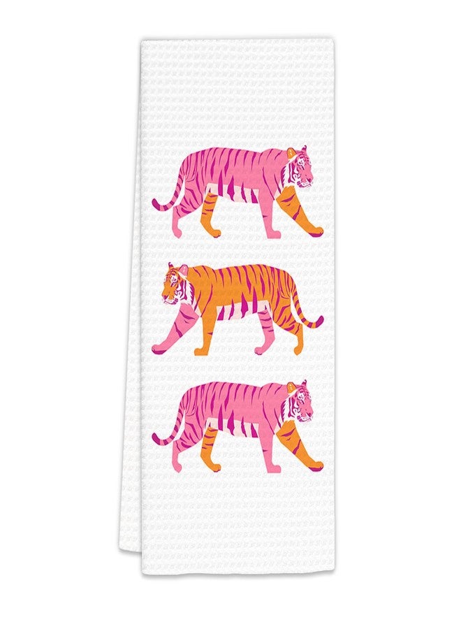 FIicy Pink Tiger Decor Hand Towels, Trendy Animal Tigers Preppy Decorative Hand Towels for Bathroom Kitchen, College Girl Dorm Decor (16x24 Inch) - Image 1